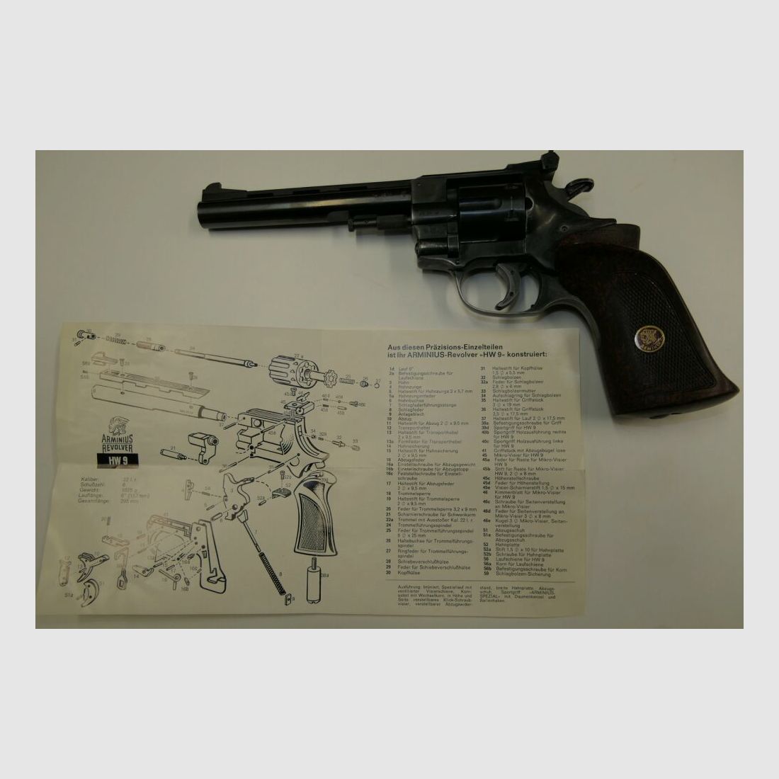Incense Revolver WEIHRAUCH Arminius HW9 in caliber .22 L.R.