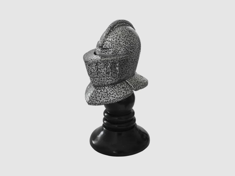Miniature knight's helmet on stand