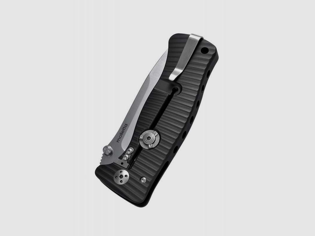 Lionsteel SR1 Aluminium Taschenmesser, Schwarz, Satiniert, D2