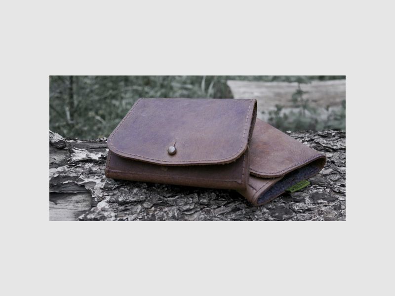 Forest owl rifle nubuck leather cartridge case