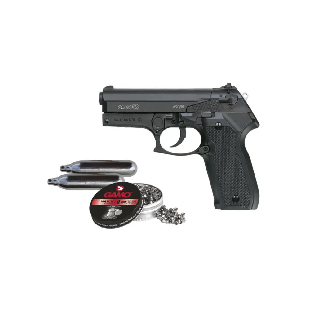Gamo PT-80 Pistolenset + Diabolos + CO2 Patronen, afbeelding 1 van 2