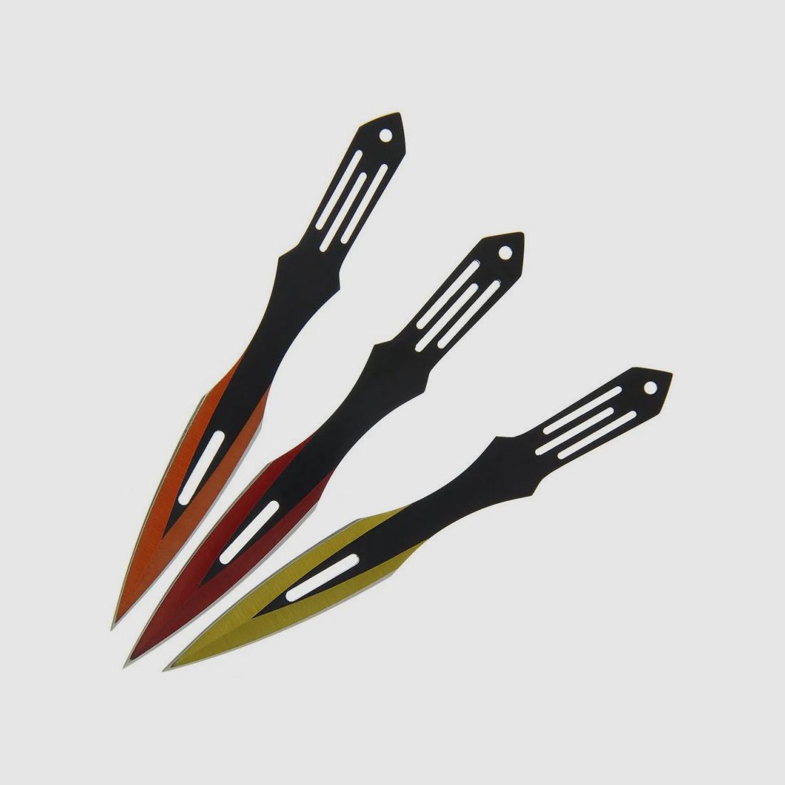 Throwing knife set multicolored including nylon sheath