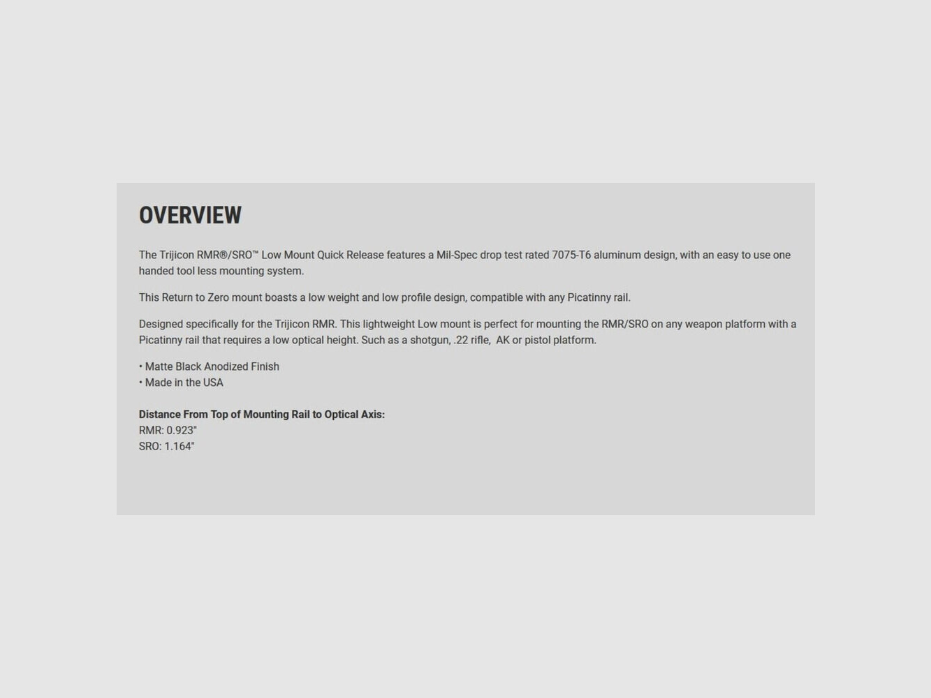 Trijicon RMR/SRO Schnellmontage Pic Niedrig