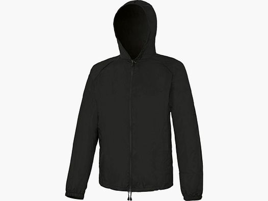 Chaqueta ligera negra Brugi de tafetán impermeable con capucha