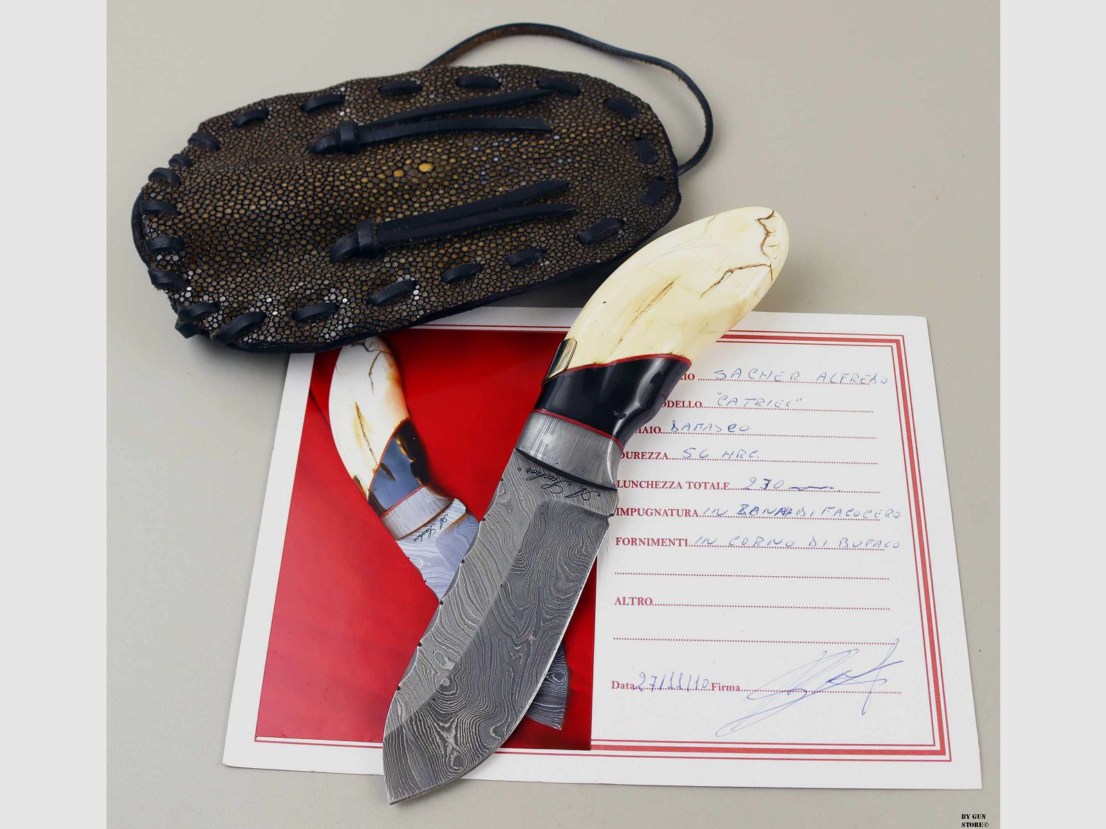 Cuchillo Alfredo Sacher mod. Catriel – hoja de damasco, imagen 8 de 8
