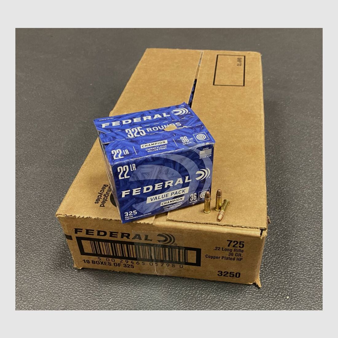 Federal Premium .22lr Federal Champion High Velocity Hollowpoint HV HP 36grs verkupfert - 3250 Schuss