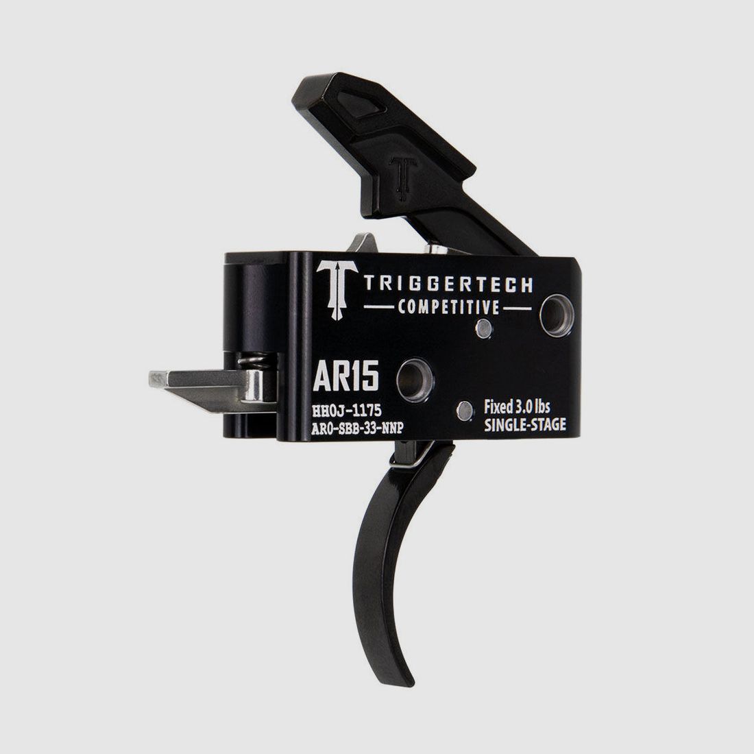 TRIGGERTECH AR-15 Competitief - Zwart Pro Gebogen 3lbs, Enkelvoudige Stage