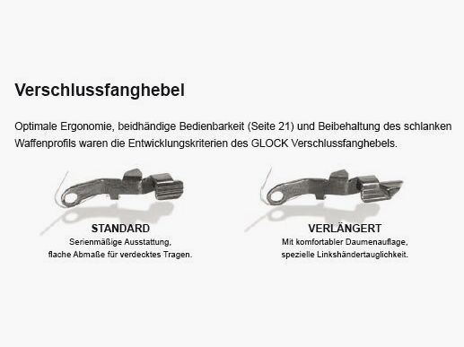 Glock Gmbh Pistolen Verschlussfanghebel Lang für Glock 17