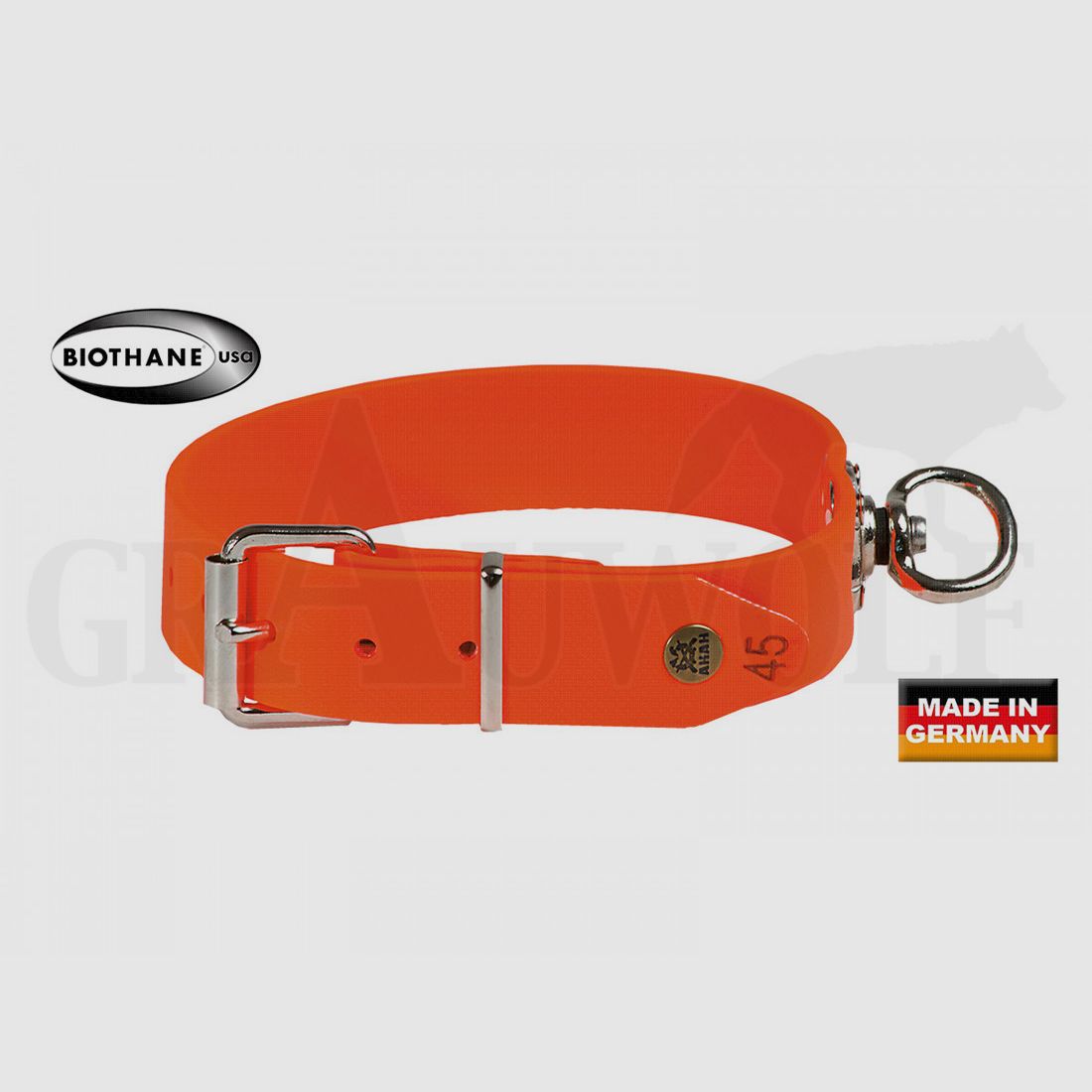 AKAH Schweißhalsung aus BioThane 45 cm Hundehalsband neonorange