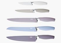 Taylor's Eye Witness, juego de cuchillos de cocina de 5 piezas Brooklyn, acero inoxidable recubierto, agarre suave, bloque de cuchillos