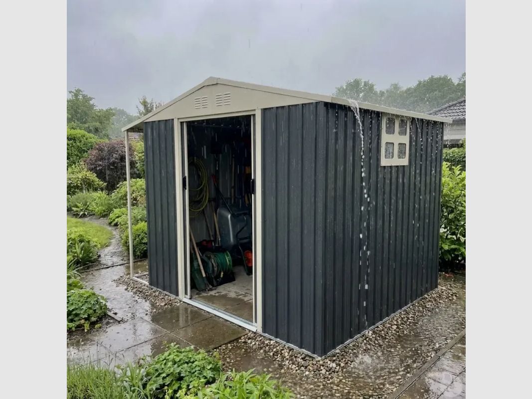 Gartenhaus Argence aus Stahl mit Carport - 2 Schiebetüren 4,69m², Bild 11 von 14