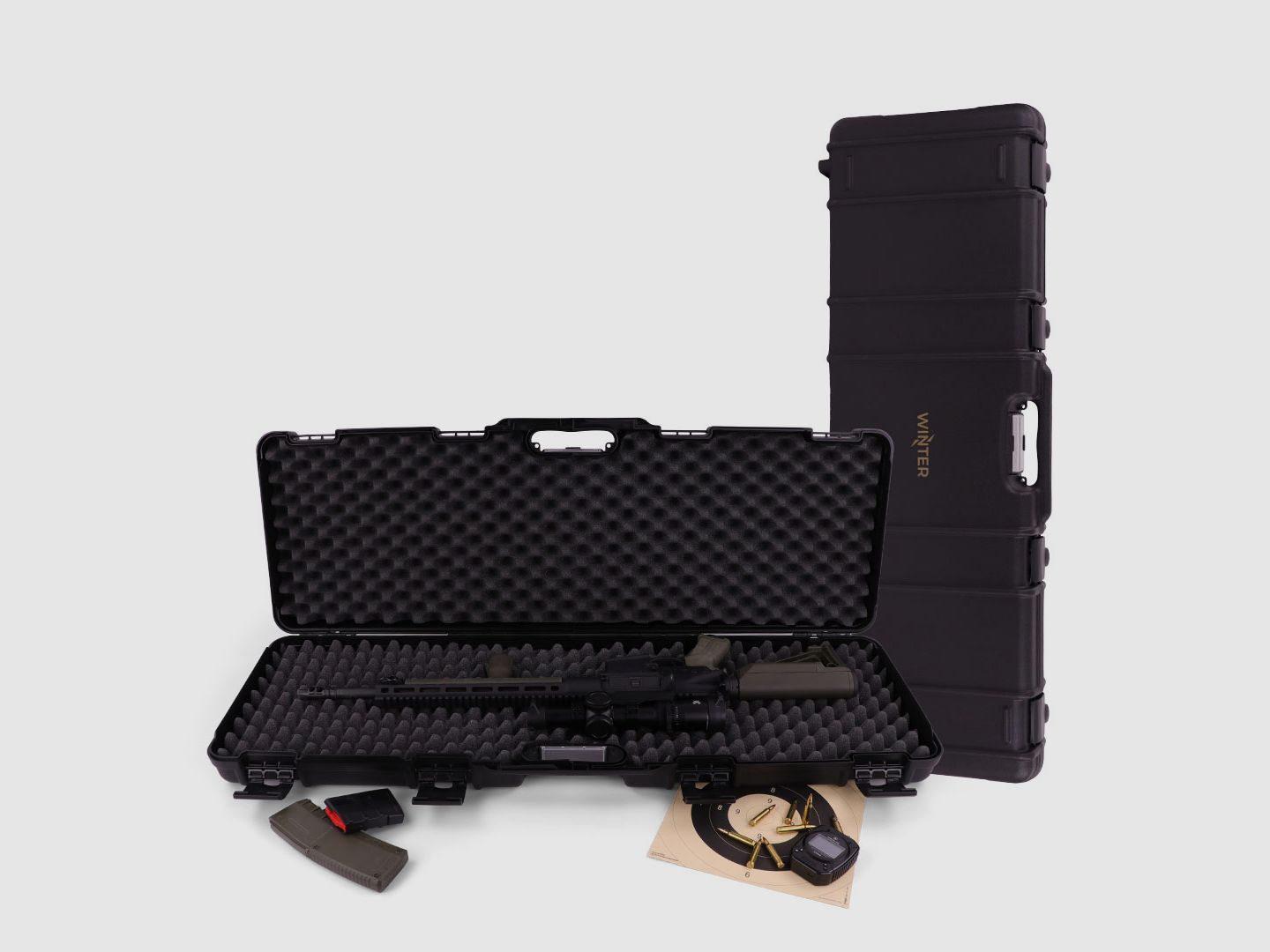 Winter Gewehrkoffer W10 103 cm für 1 Langwaffe – PP Kunststoff, 4 Push-Pull Verschlüsse, Noppen (Night)