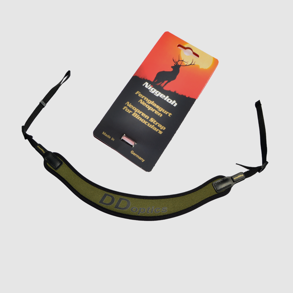 DDoptics sangle de transport en néoprène pour jumelles / cordon tour de cou Vert, image 1 sur 2