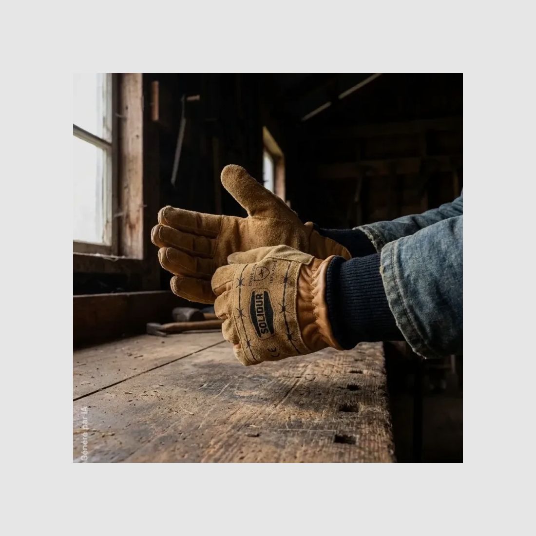 Gants Solidur de débardage en cuir avec renforts de paume, image 6 sur 11