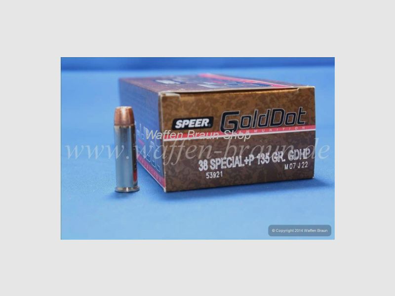 Speer .38 Special +p Gold Dot GDHP 135 grain 50STK #53921