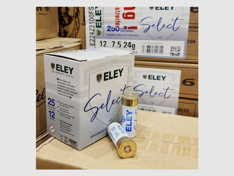 ELEY Select 12/67 No. 7.5 (Trap) 24g Munition bleihaltig - 85,00€ per 250 Schuss - TRAP BLEI