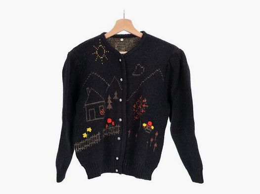 St. Peter Trachten Strickjacke schwarz mit Stickerei Gr. 38