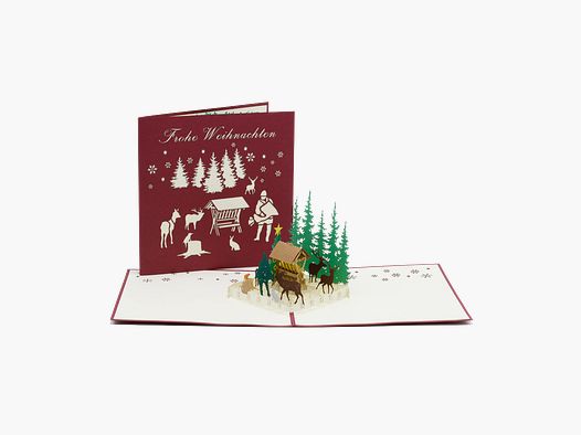 Pop-Up Karte "Futterkrippe" Weihnachtsedition