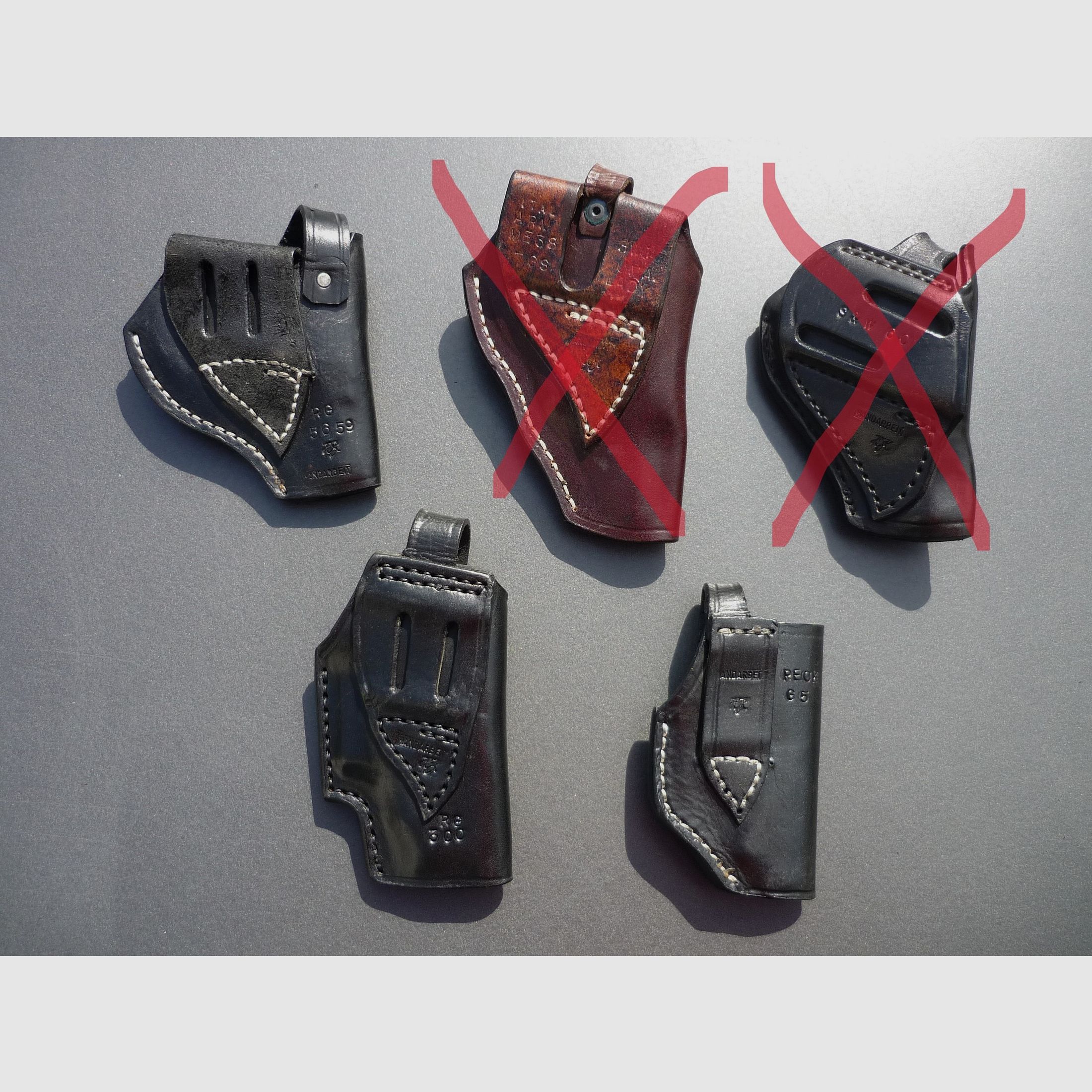 HKDesign Holster Art. Nr. 002: kleine Einfachholster mit Sicherheitsriemen - für: RG 56 / 59. , RG 300, Reck 65 - alle für Linkshänder - siehe Fotos, Bild 2 von 11
