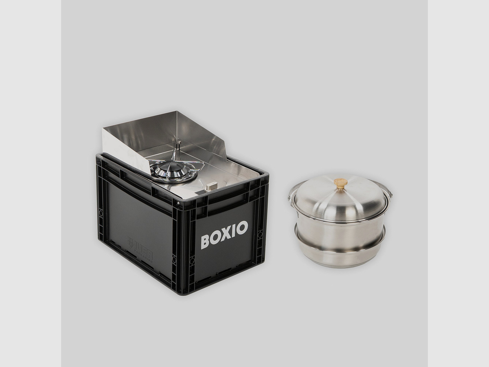 Mobiler Gaskocher mit Topfset I BOXIO COOK PLUS