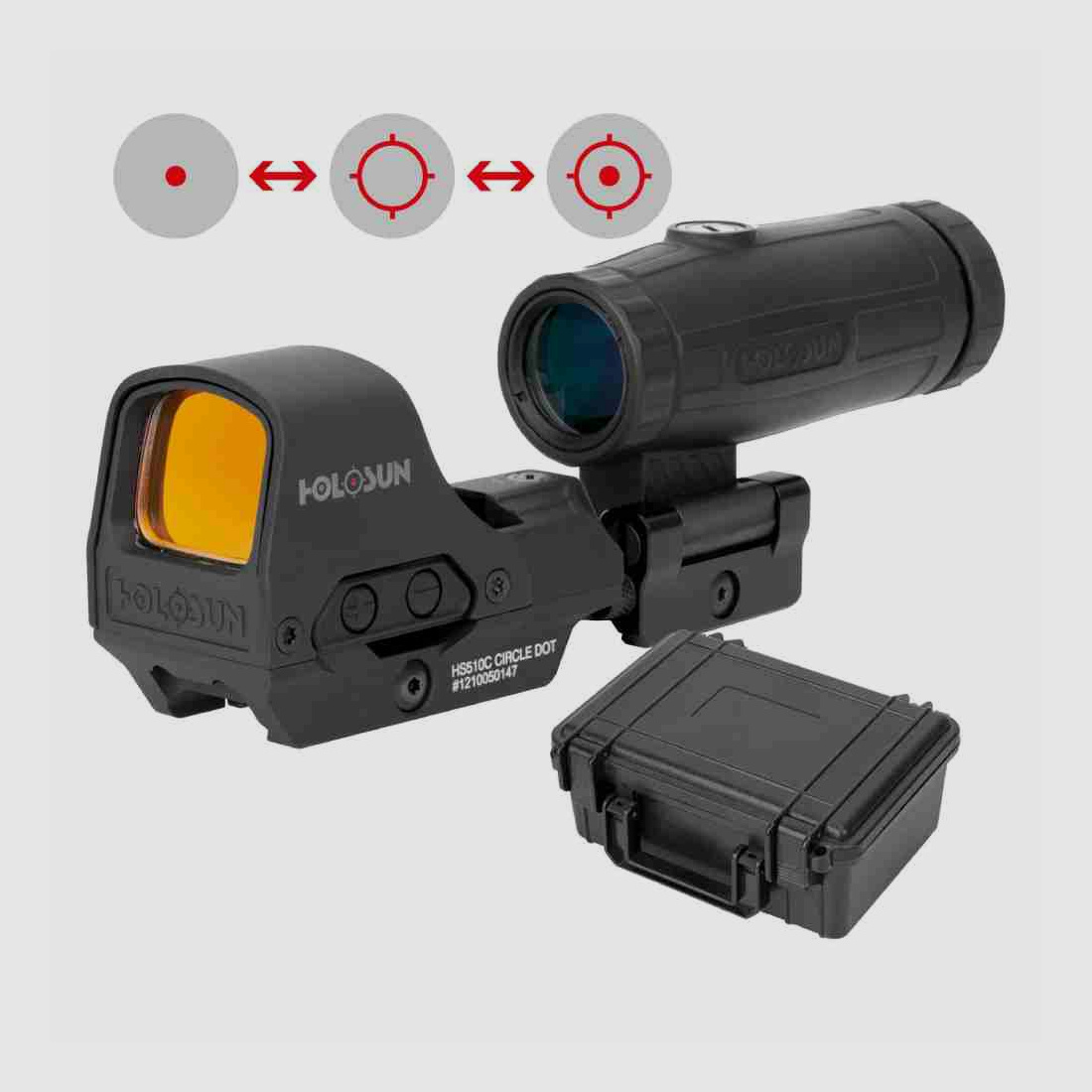 Holosun Set HS510C + HM3X Vergroter + Beschermkoffer