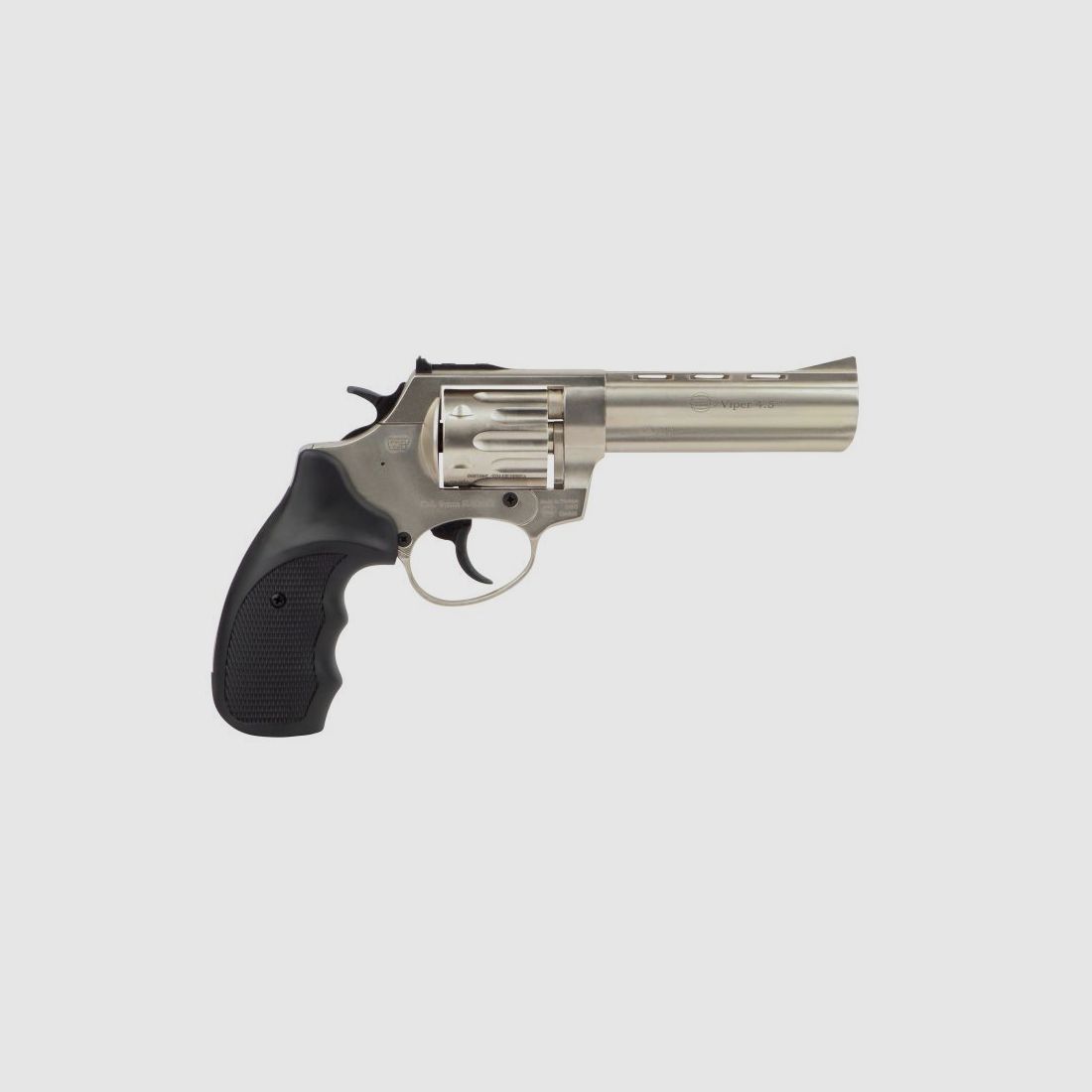 EKOL VIPER 4,5" REVOLVER A SALVE - NICHELATO - 9MM RK., immagine 3 di 6
