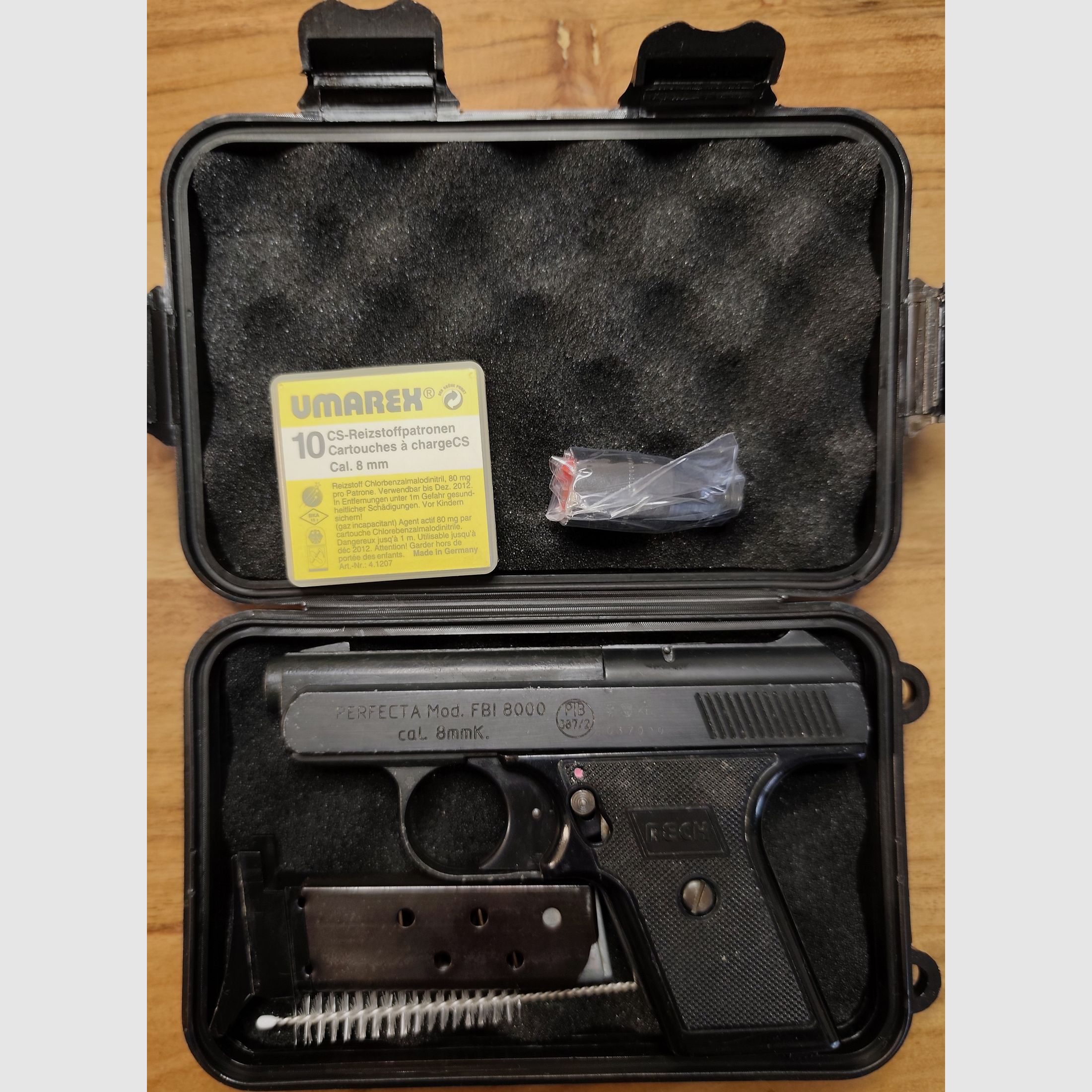 Reck Perfecta Mod. FBI 8000 PTB 387/2 Ungeschossen Sammler-Set+CS Gas Patronen