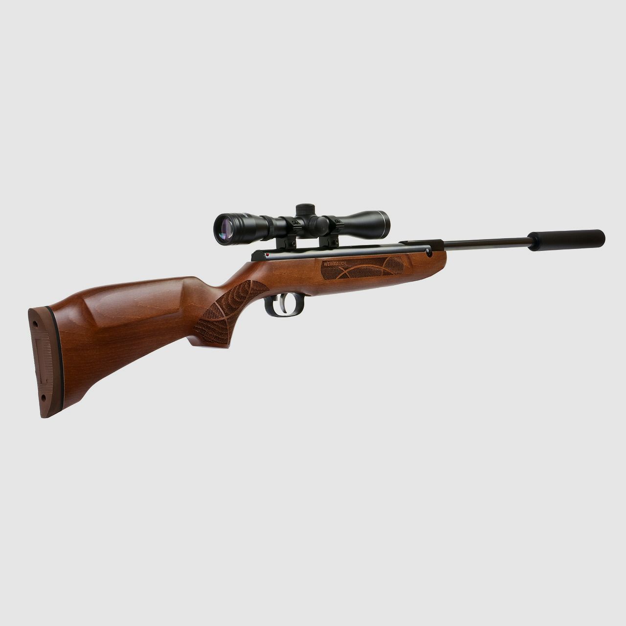 Luftgewehr Weihrauch HW 30 S brĂĽniert Buchenholzschaft punziert SchalldĂ¤mpfer Zielfernrohr 4x32 Kaliber 4,5 mm (P18)