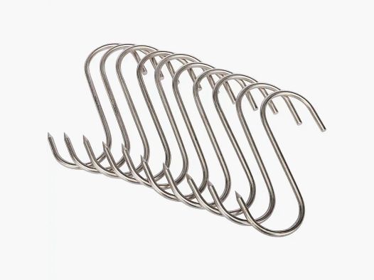S-haak roestvrij staal - 10 stuks Verpakking: belastbaar tot 45 kg - Lengte 14 cm. Ø 5 mm