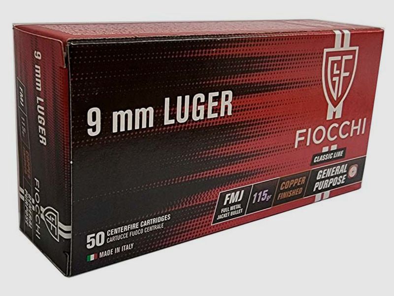 FIOCCHI Munitie – 9mm. Para. – 115 grains – omhulde, afbeelding 1 van 4