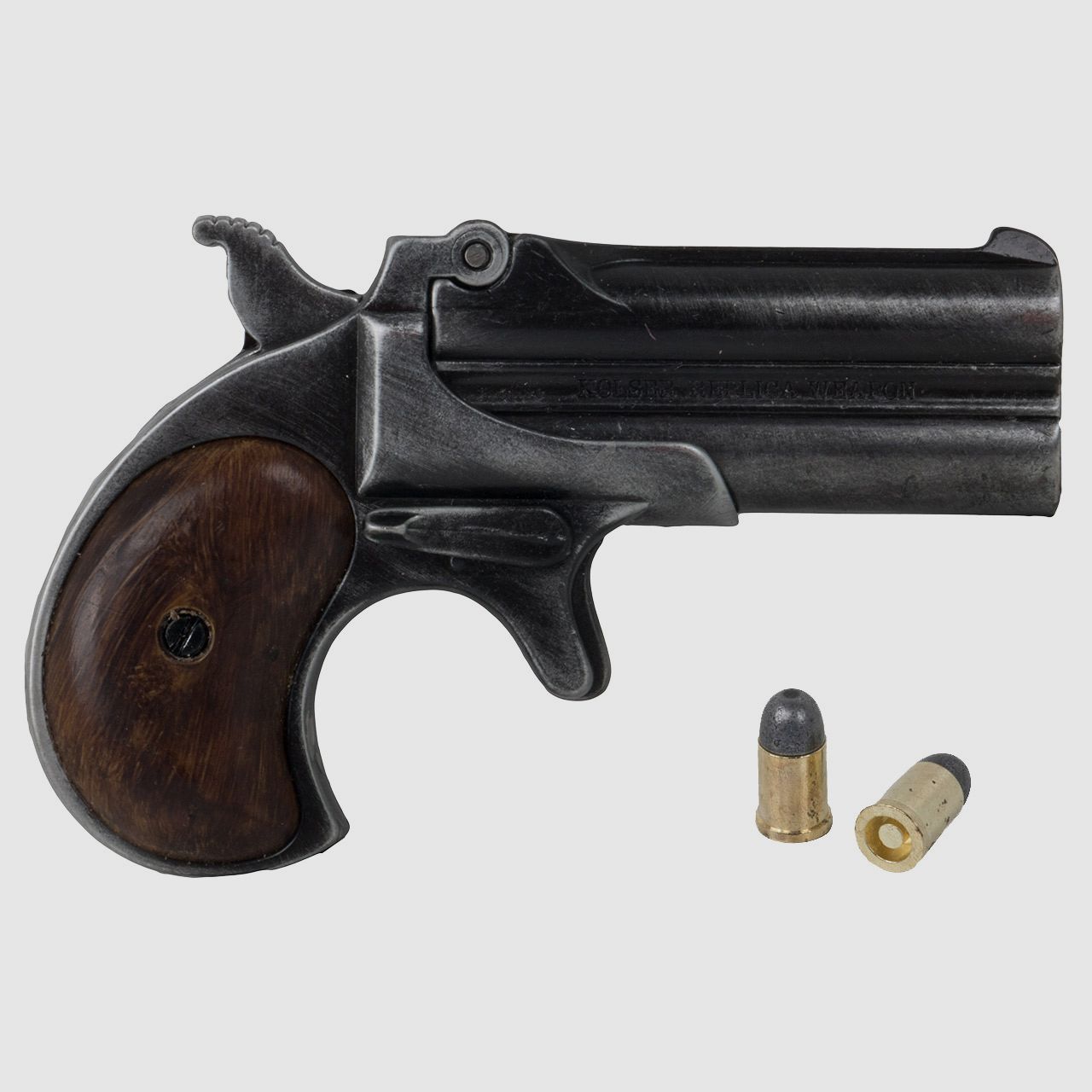 Deko Pistole Kolser Derringer 95 USA 1866 Kaliber .41 antikschwarz Griffschalen in Holzoptik