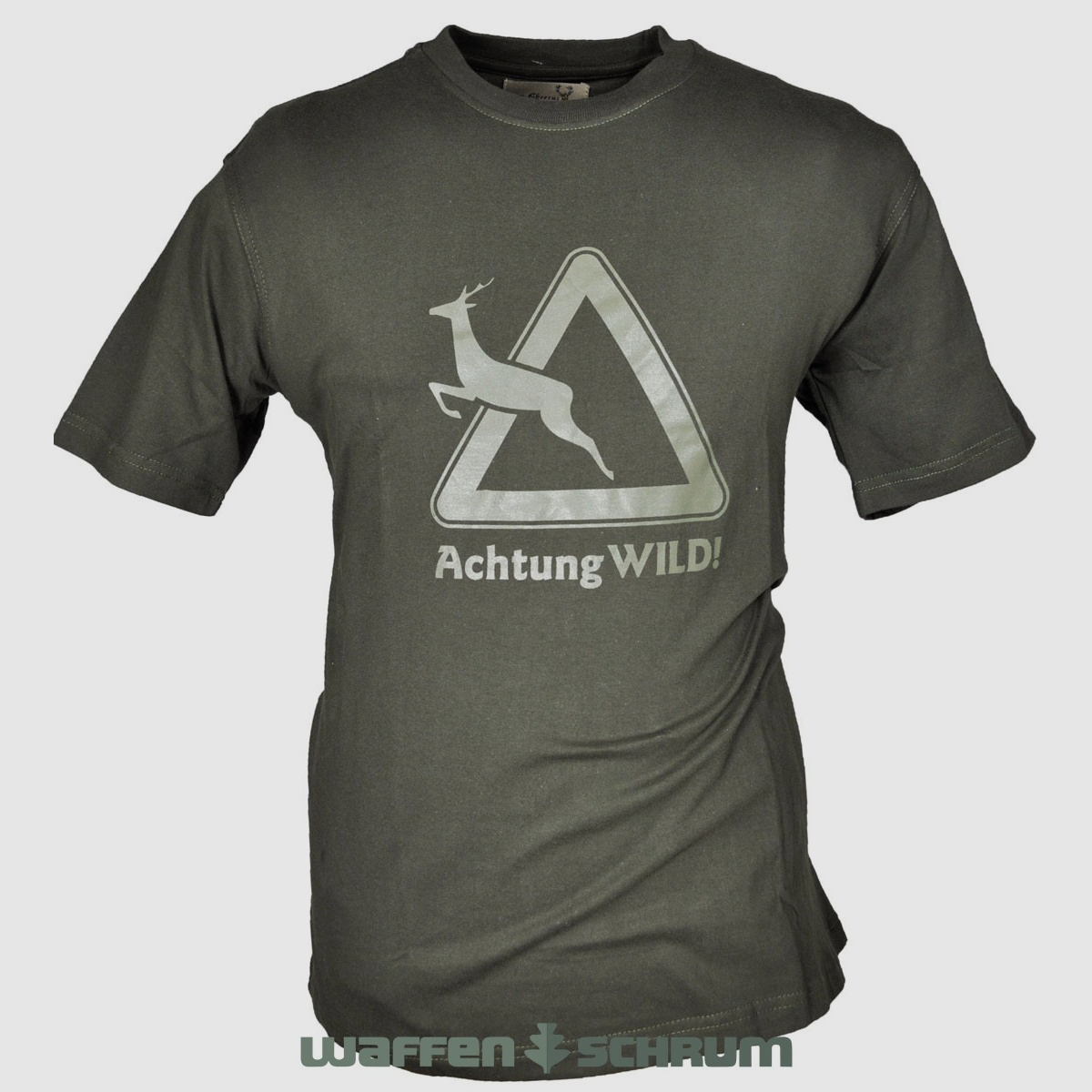 Hubertus T-Shirt Verkehrsschild oliv
