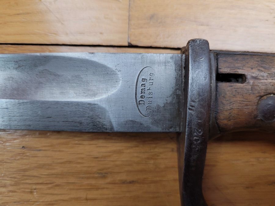 Deutsche Bajonett 98/05 2. Typ – Demag Duisburg – Ovales Logo – Futteral – ohne Datum (=1918) – TBE, Bild 8 von 12