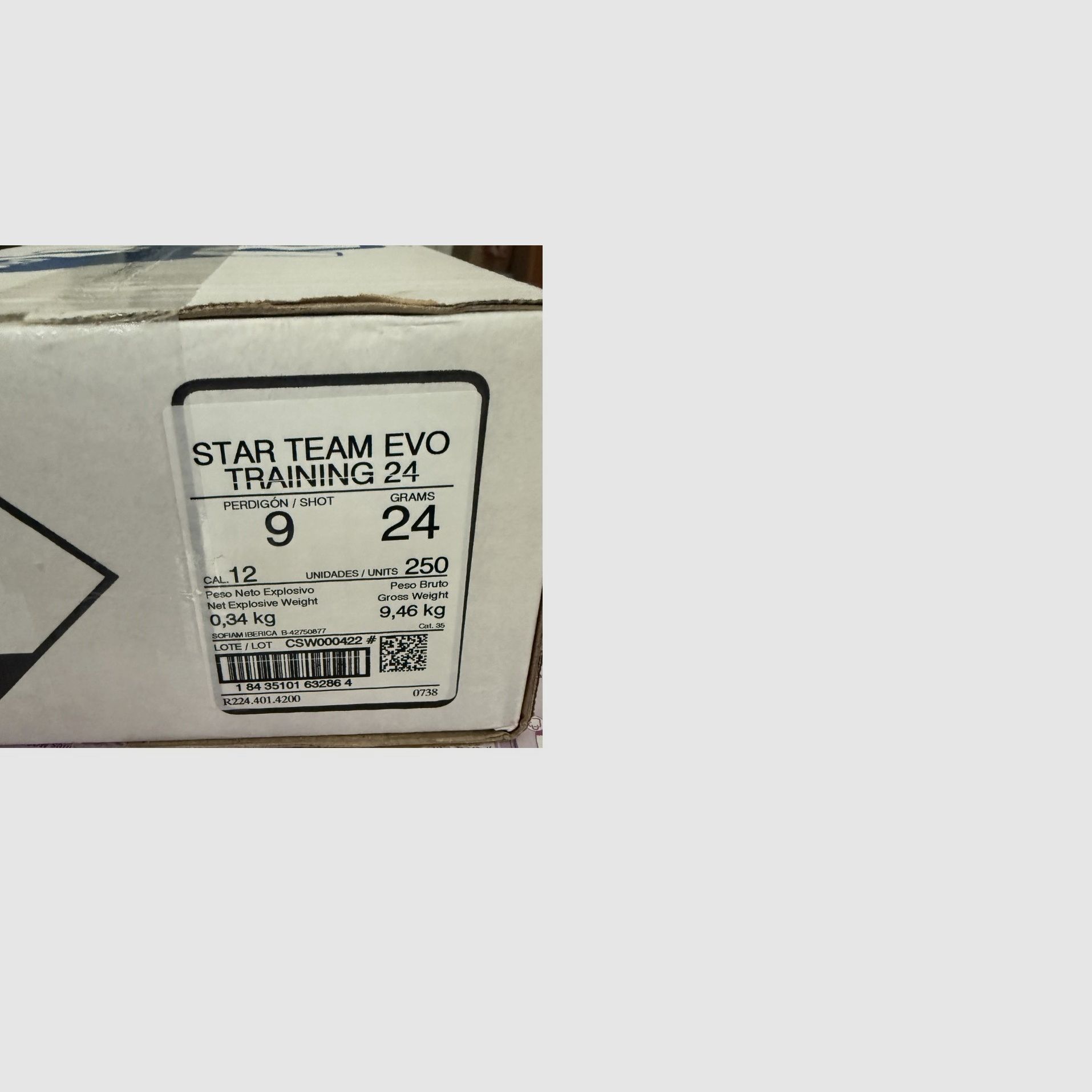 Équipe RIO Star Team Evo Entraînement 24 Calibre 12/70 24g (N° 9) Munitions de Skeet