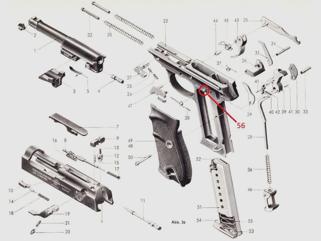 Eje de federación Walther [56] para pistola Walther P38 / P1, imagen 3 de 4