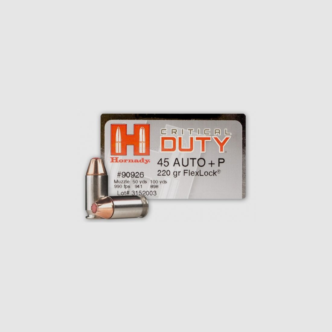 HORNADY .45 AUTO +P 220 GRS CRITICAL DUTY 20 PCS