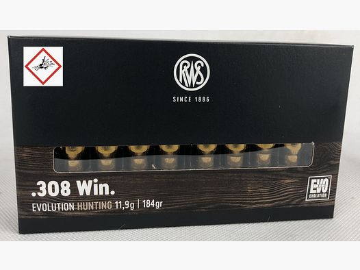RWS EVOLUTION Cartucho de caza Cal. .308 Win 184grs