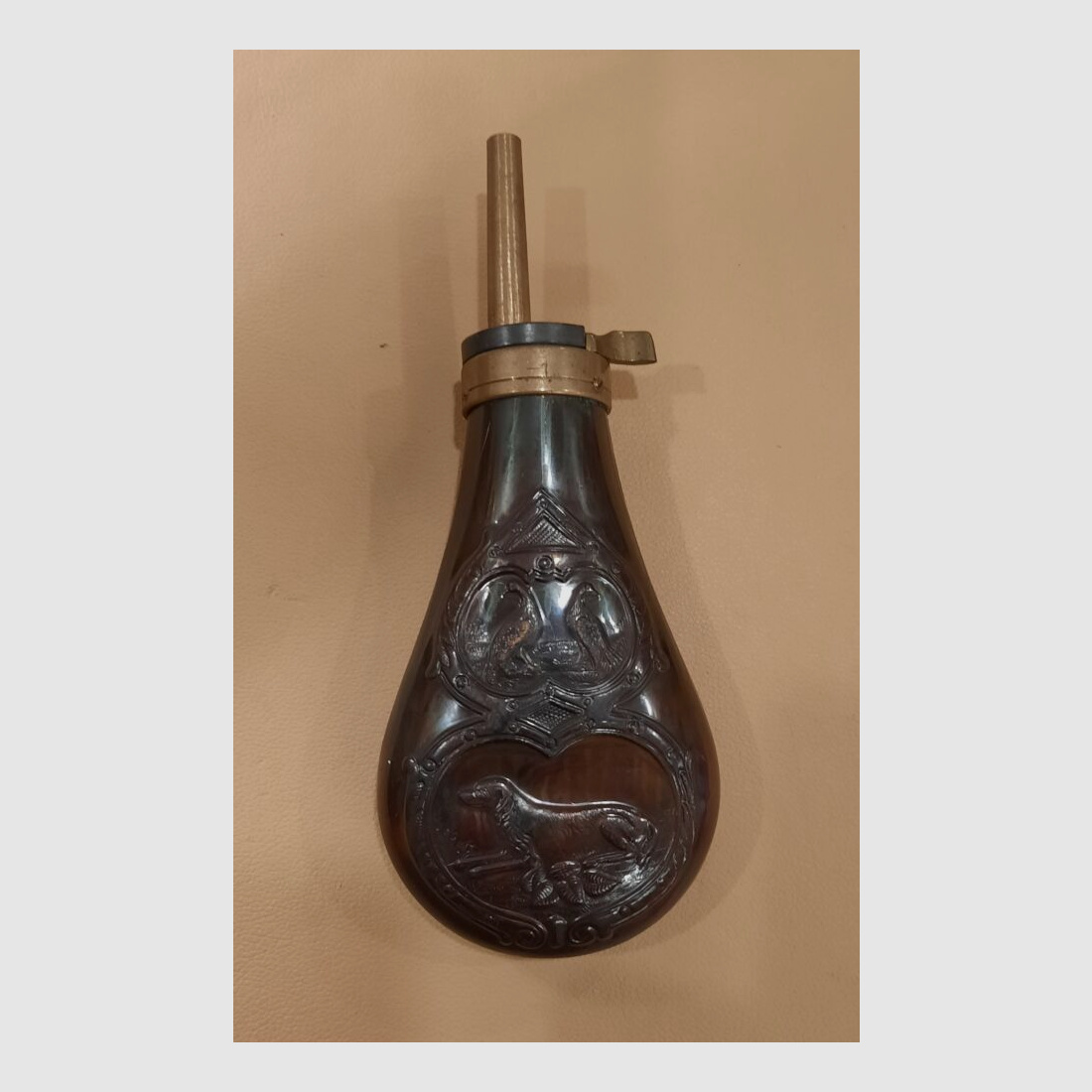 Pulverflasche Jagdmotiv leer