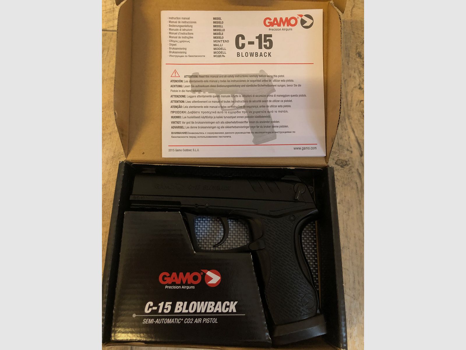 GAMO luchtpistool, CO2, 4,5 mm BB en Diabolo, C-15 Blowback, Semi Automatisch, luchtgeweer