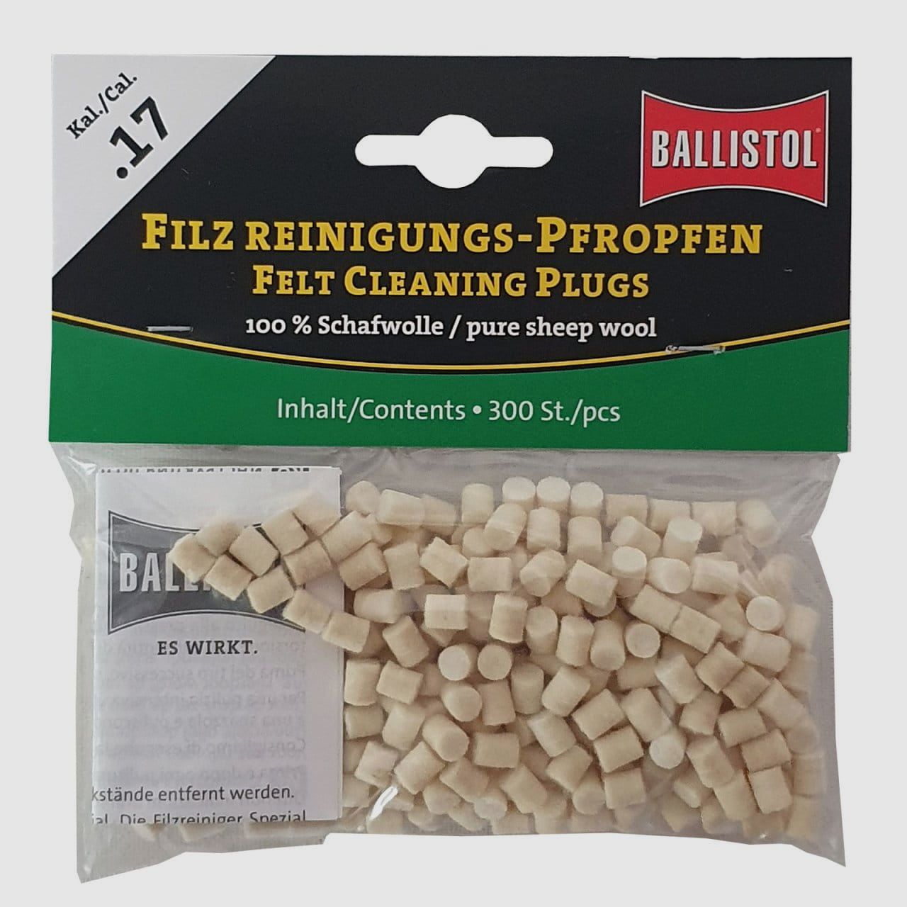 Ballistol Felt Cleaning Plugs Classic Cal. .17 - 300 pcs.