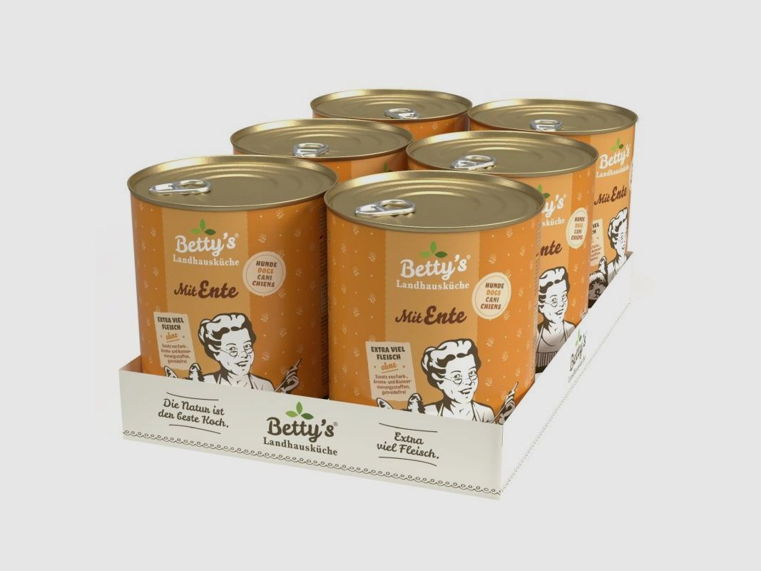 Betty`s Landhausküche Hundefutter mit Ente 6x 800g