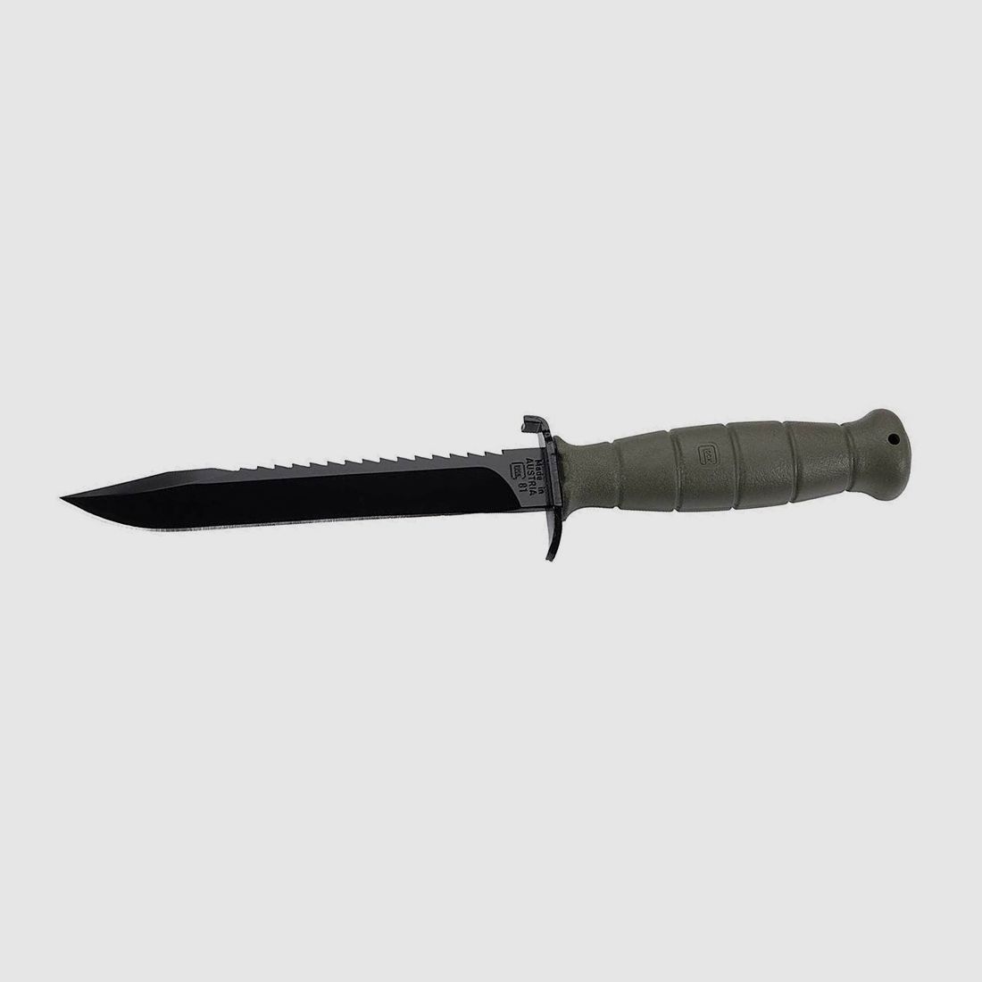 Outdoormesser Feldmesser Glock olivgrĂĽn Federstahl KlingenlĂ¤nge 16,5 cm inklusive Kunststoff Scheide (P18)