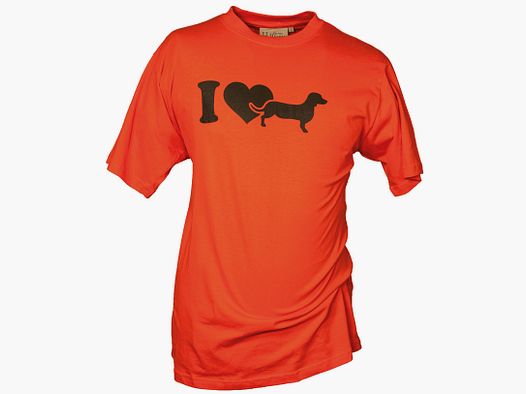 Hubertus-Hunting I love Teckel camisetas naranjas para hombres