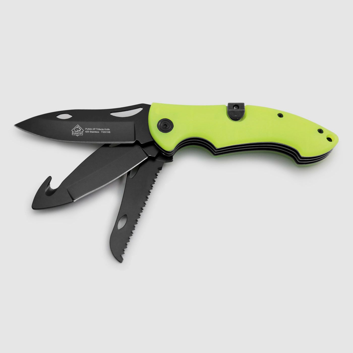 PUMA XP Trifecta 3-Klingen Schliessmesser, Acryl Fluoreszierend