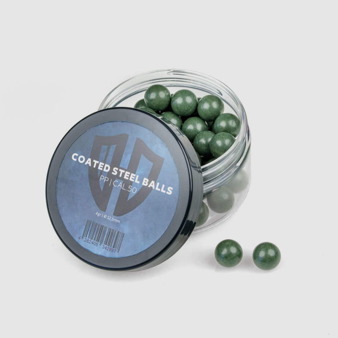 50x GECOTEERDE STAALBOLLEN | PP | 4gr. | Stalen kern met kunststof coating | 12,5mm | HDR50 | HDP50 | ALFA 1.50 | AEA Challenger | compatibel met Vesta PDW | Cal.50