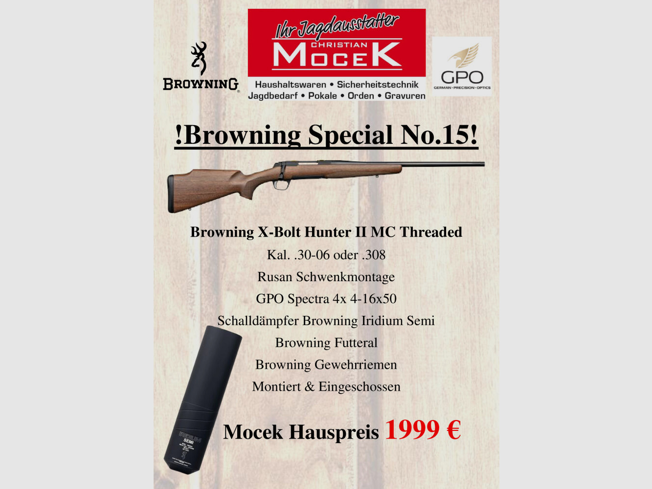 Browning X-Bolt Hunter II MC Threaded, with GPO Spectra 4x 4-16x50