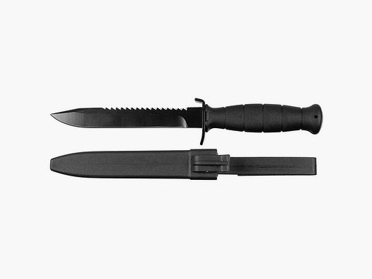 ÖBH Kampfmesser / Feldmesser 16,5/29cm MIT SÄGERÜCKEN - Glock - Nachbau - Schwarz - mit Scheide