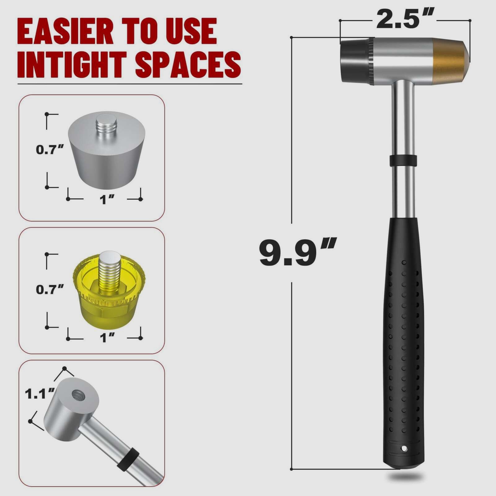 Doppelkopfhammer aus Messing 4-teilig DAA / CED, Bild 2 von 3