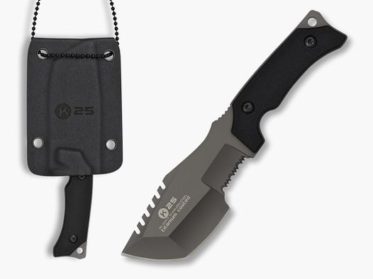 K25 Coltello da collo Titan rivestito con fodero in Kydex Mini Tracker