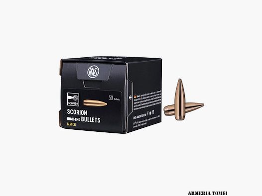 PALLE DA RICARICA – RWS – SCORION 6,5mm | .264 8,4g | 130gr HPBT MATCH (50pz)